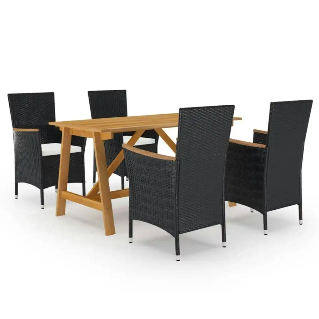 5 Piece Garden Dining Set Black 3068739