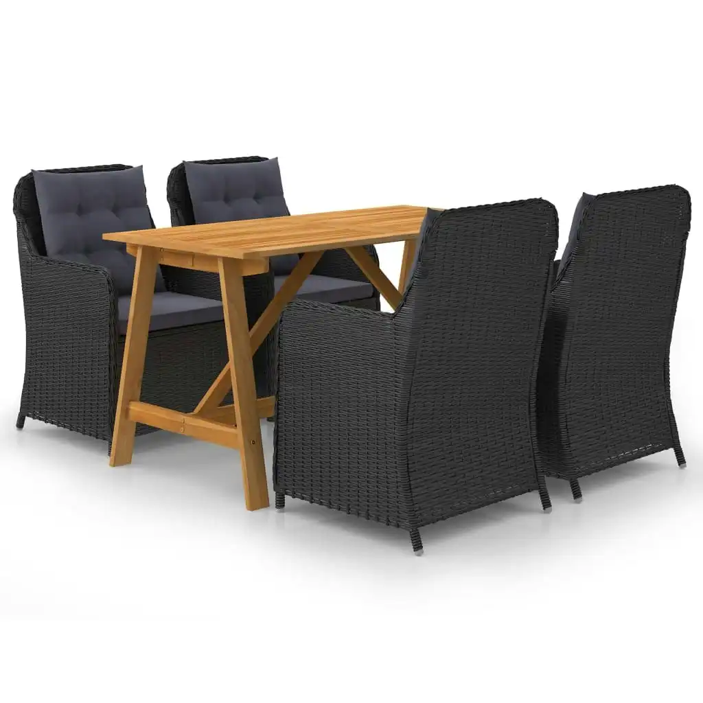 5 Piece Garden Dining Set Black 3068772