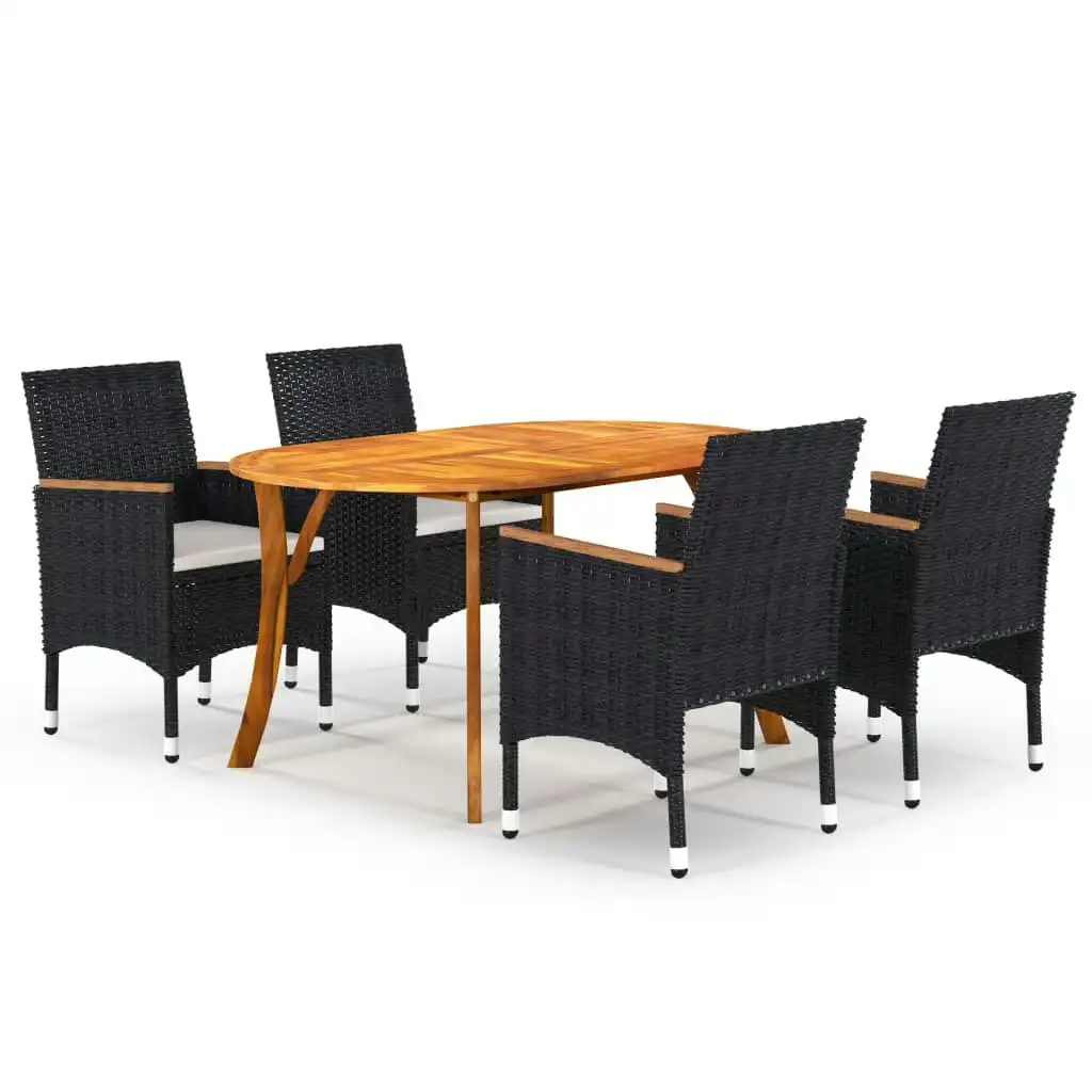 5 Piece Garden Dining Set Black 3071987