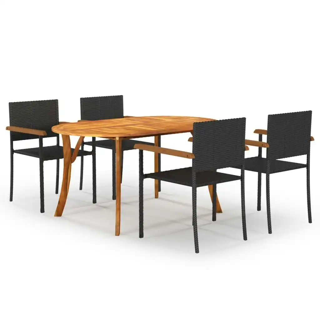 5 Piece Garden Dining Set Black 3072015