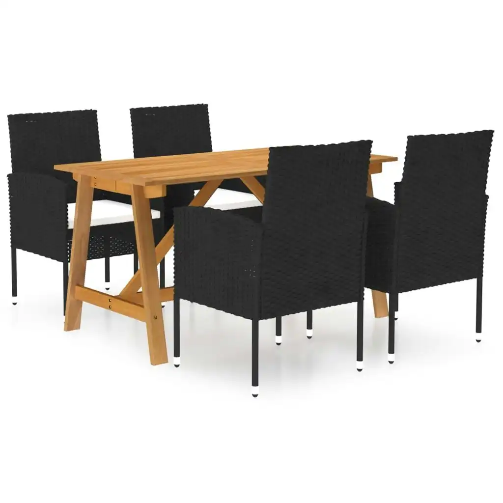 5 Piece Garden Dining Set Black 3068779