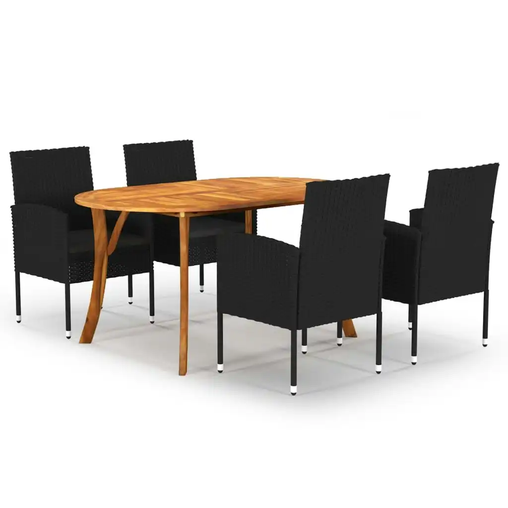 5 Piece Garden Dining Set Black 3072043