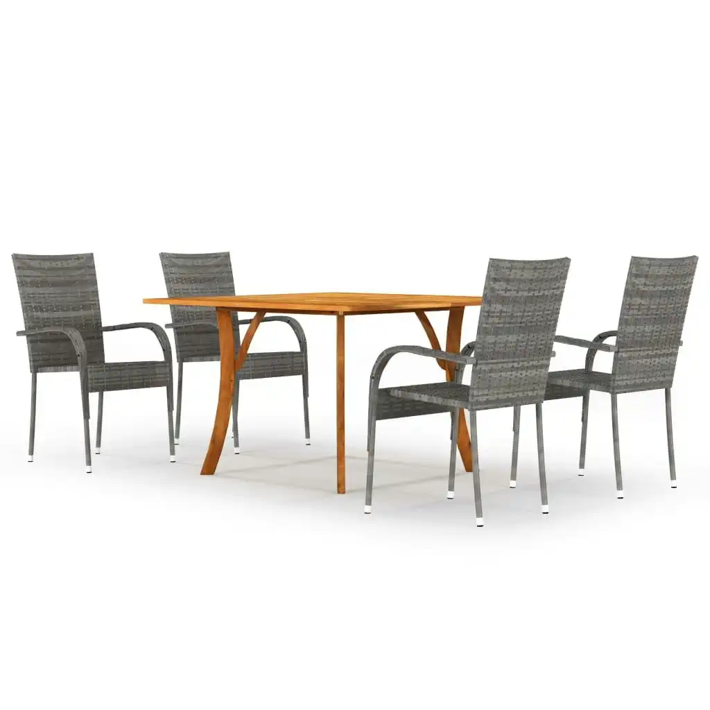 5 Piece Garden Dining Set Grey 3071945