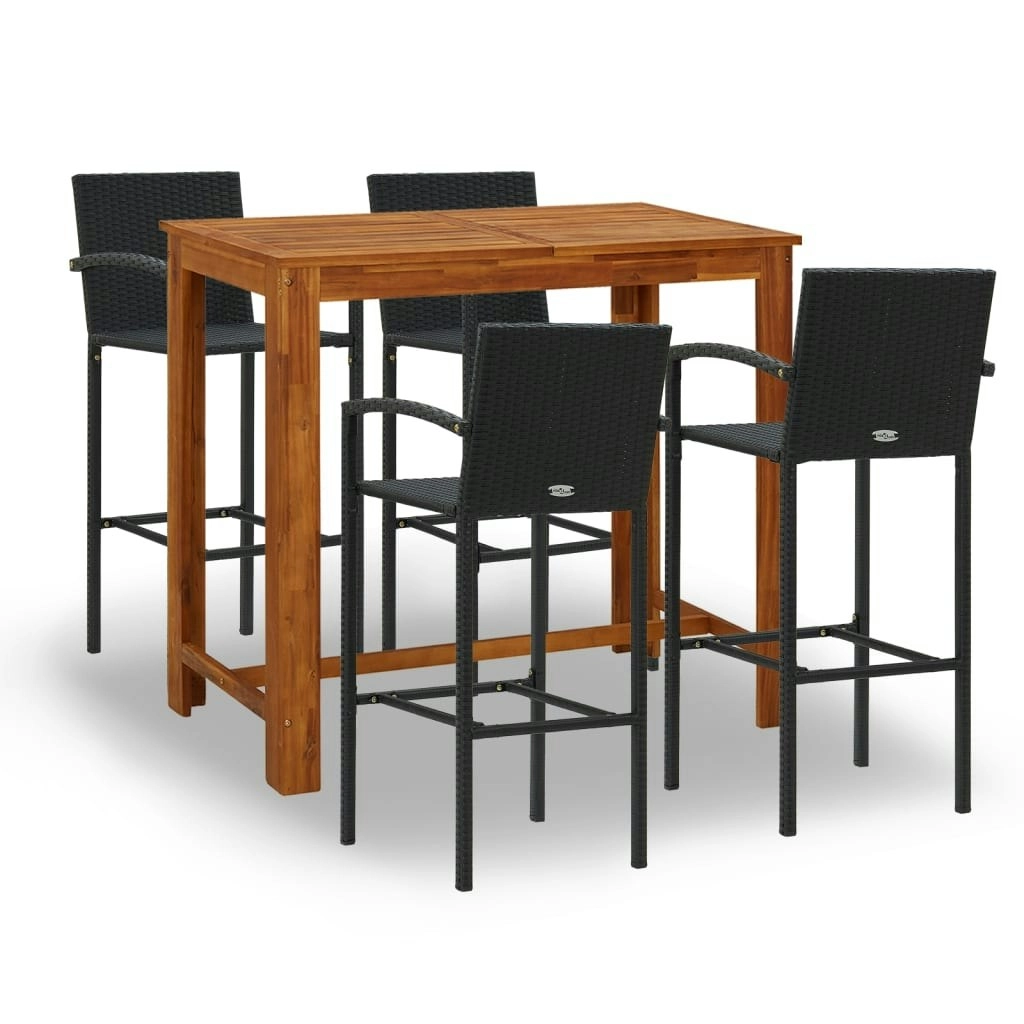 5 Piece Garden Bar Set Black 3068001