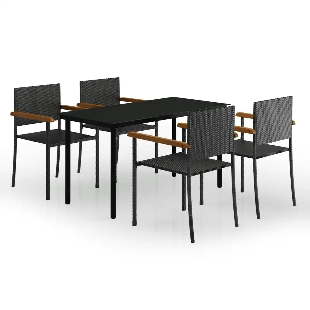 5 Piece Garden Dining Set Black 3099415