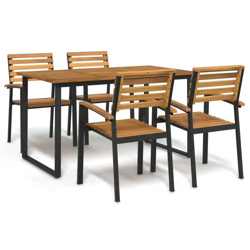 5 Piece Garden Dining Set Solid Wood Acacia and Metal 3155398