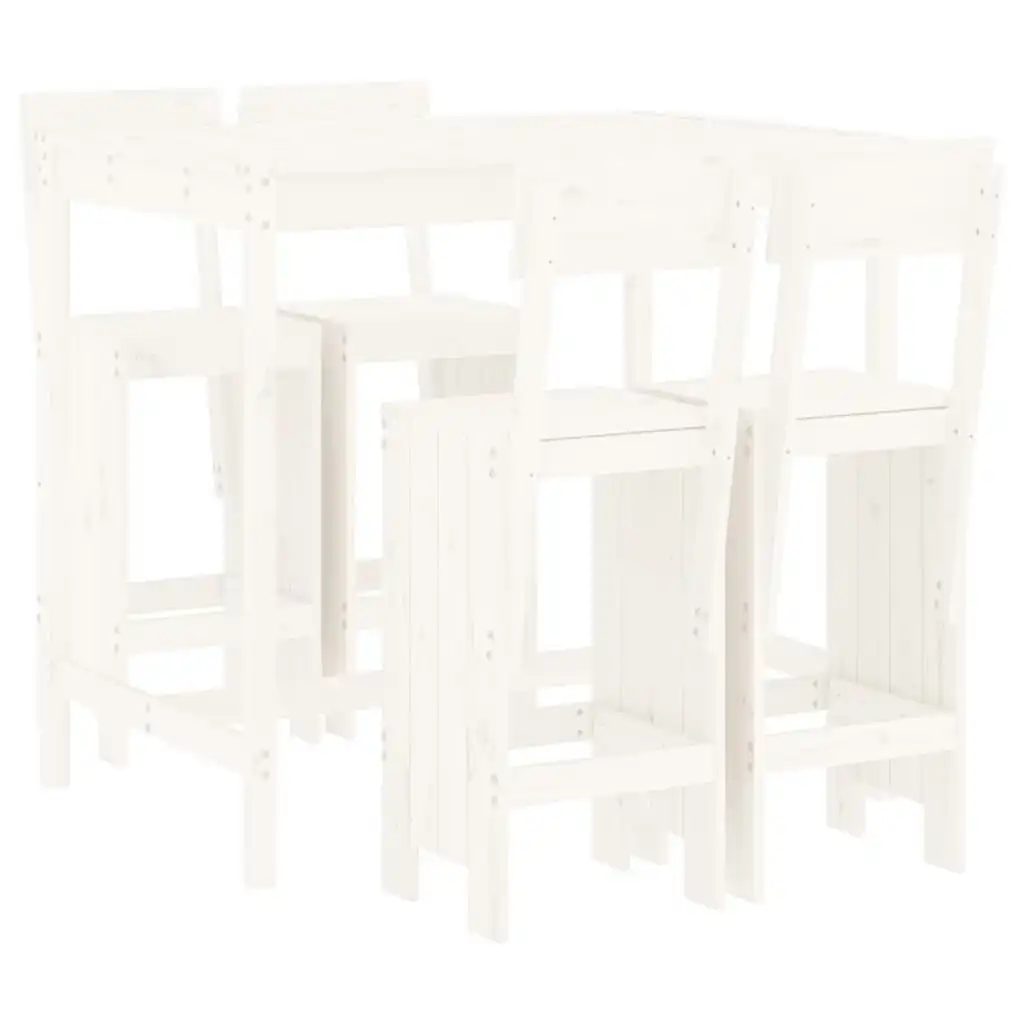 5 Piece Garden Bar Set White Solid Wood Pine 3157806