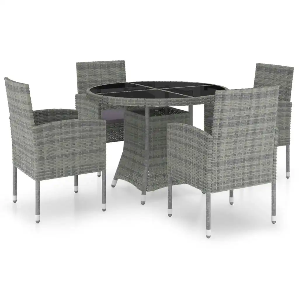 5 Piece Garden Dining Set Poly Rattan Anthracite & Grey 3059430