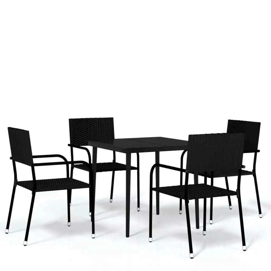 5 Piece Garden Dining Set Black 3099590