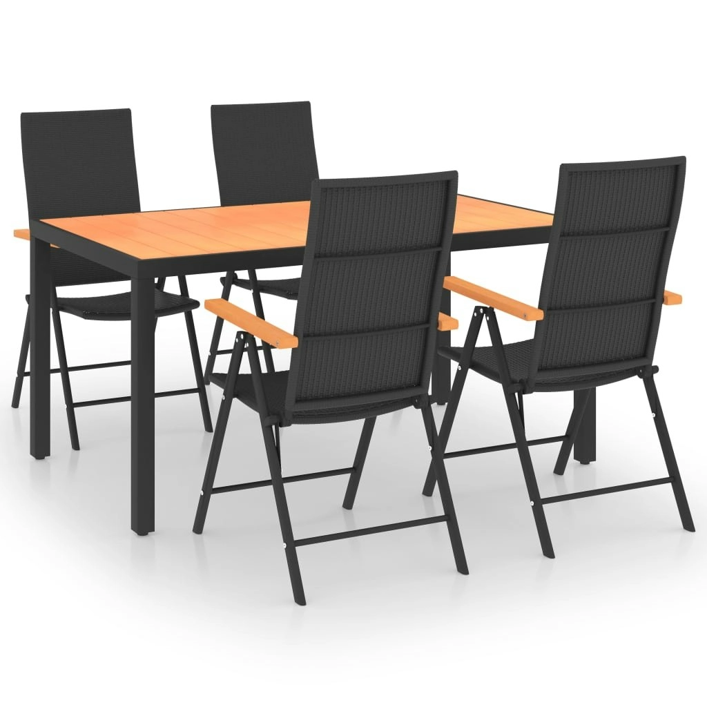 5 Piece Garden Dining Set Black and Brown 3060078