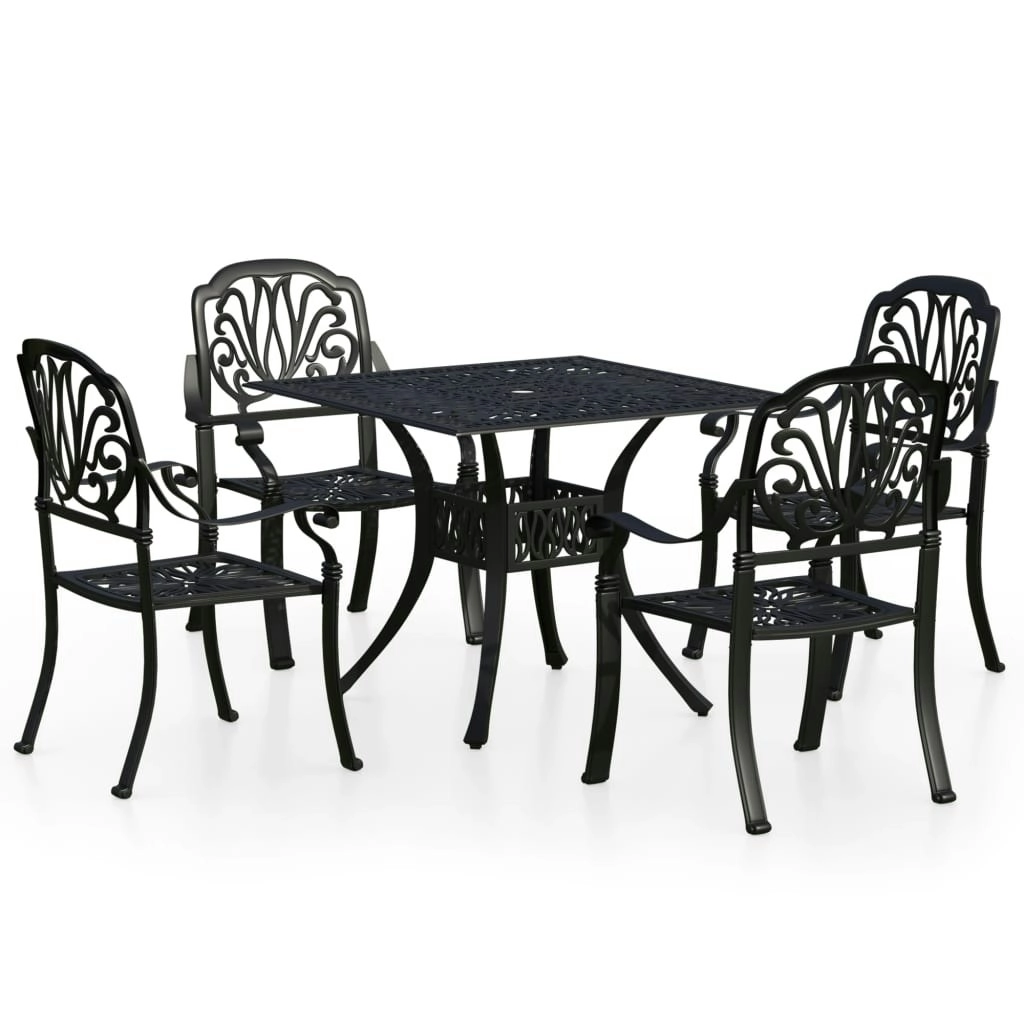 5 Piece Bistro Set Cast Aluminium Black 3070605