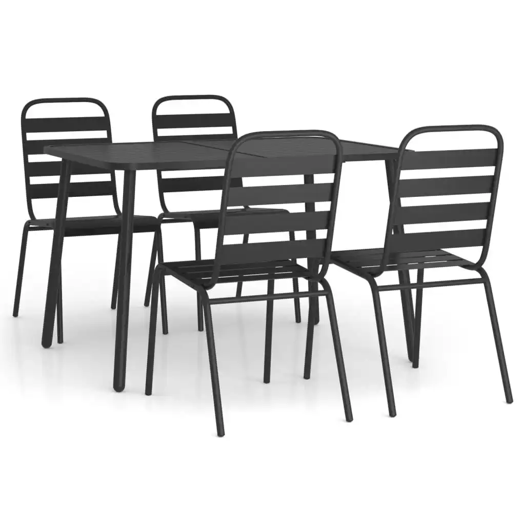 5 Piece Garden Dining Set Anthracite Steel 3187991