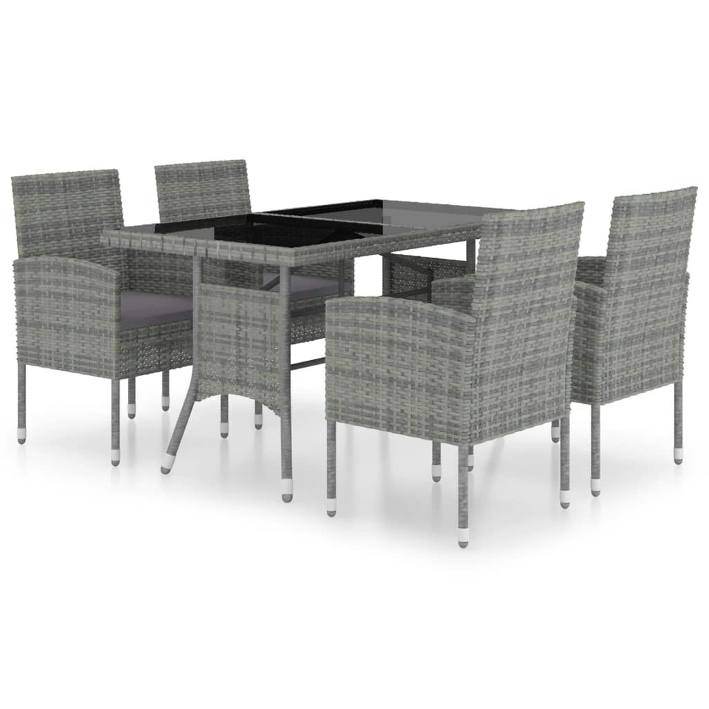 5 Piece Garden Dining Set Poly Rattan Anthracite & Grey 3059418