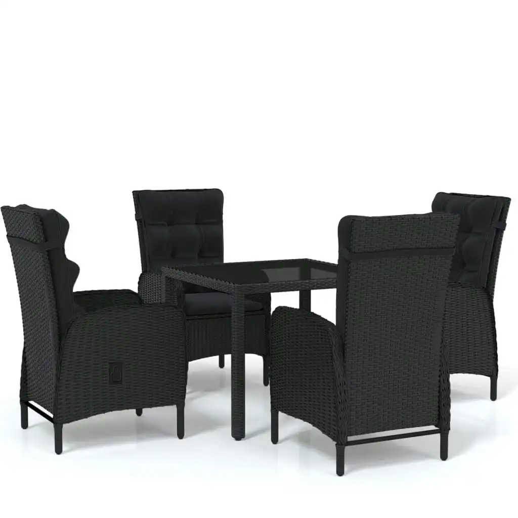 5 Piece Garden Dining Set Poly Rattan Black 3058512