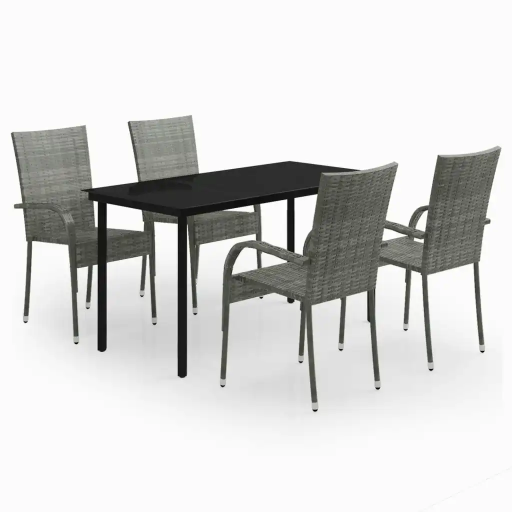 5 Piece Garden Dining Set Grey and Black 3099391