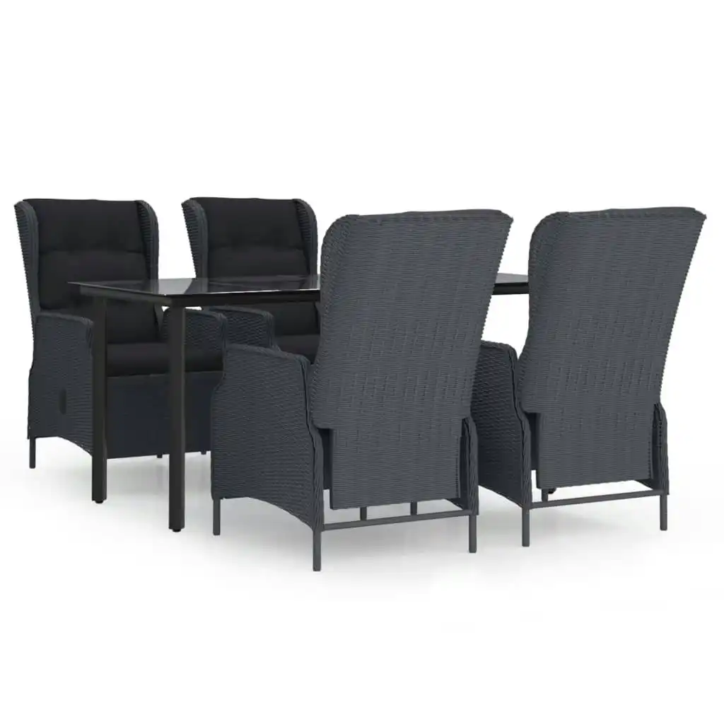 5 Piece Garden Dining Set Dark Grey Poly Rattan 3156790