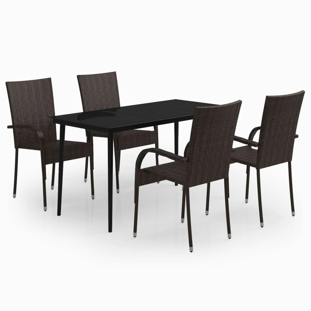 5 Piece Garden Dining Set Brown and Black 3099403