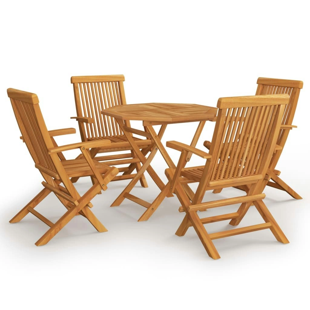 5 Piece Garden Dining Set Solid Teak Wood 3059582