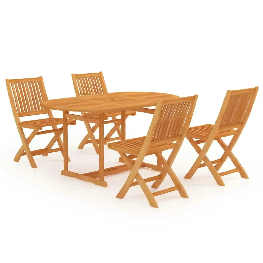 5 Piece Garden Dining Set Solid Teak Wood 3059537