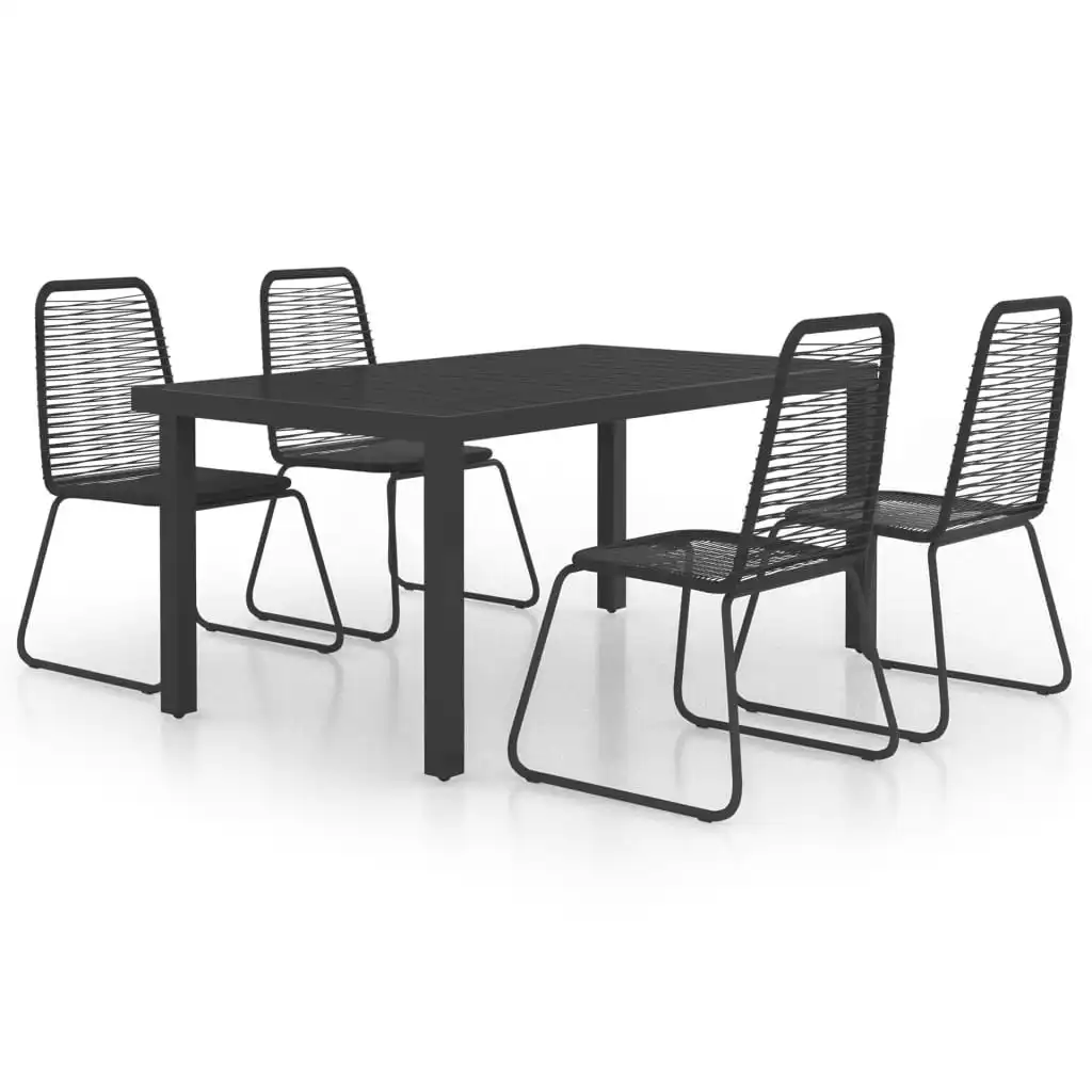 5 Piece Garden Dining Set PVC Rattan Black 3060120