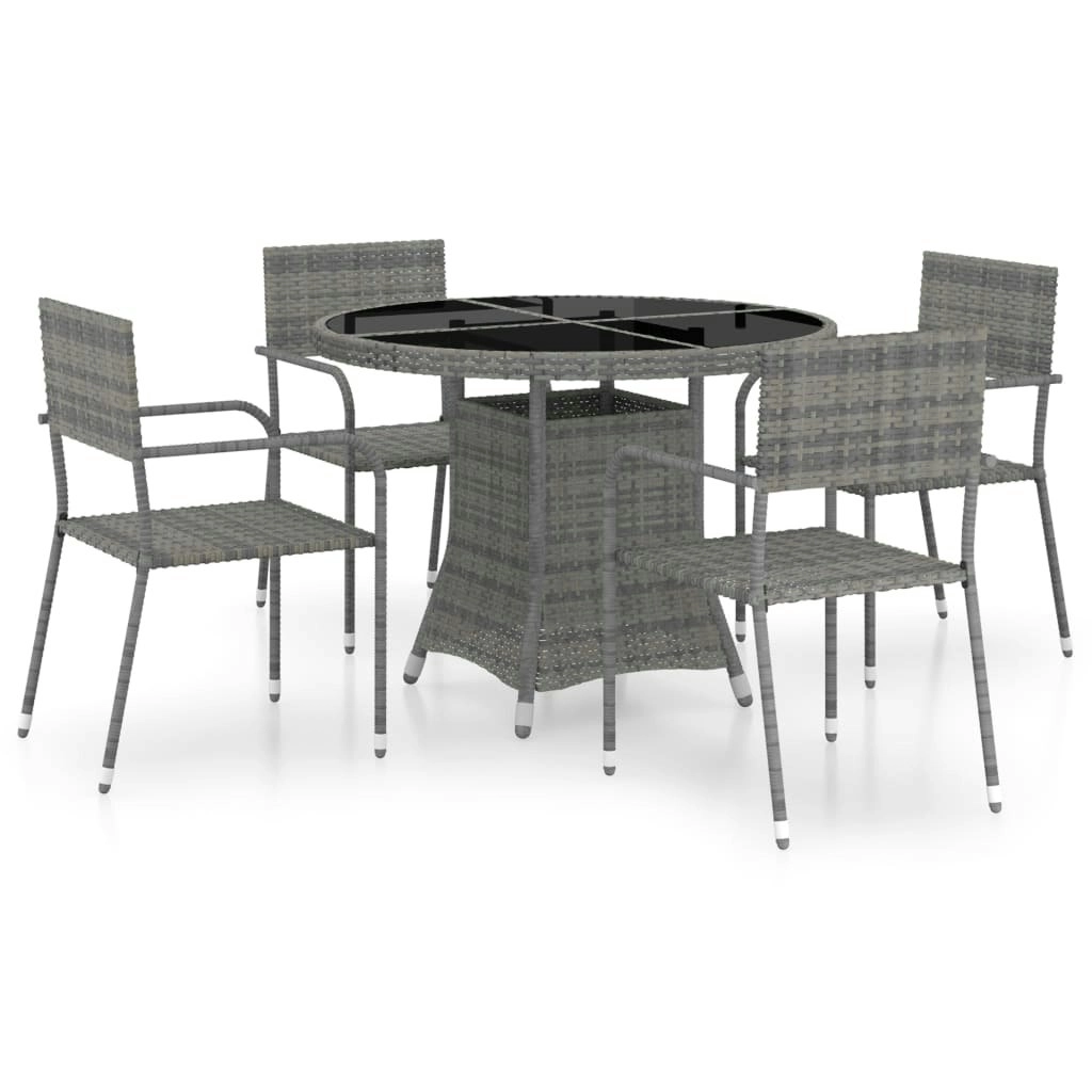 5 Piece Garden Dining Set Poly Rattan Anthracite & Grey 3059453