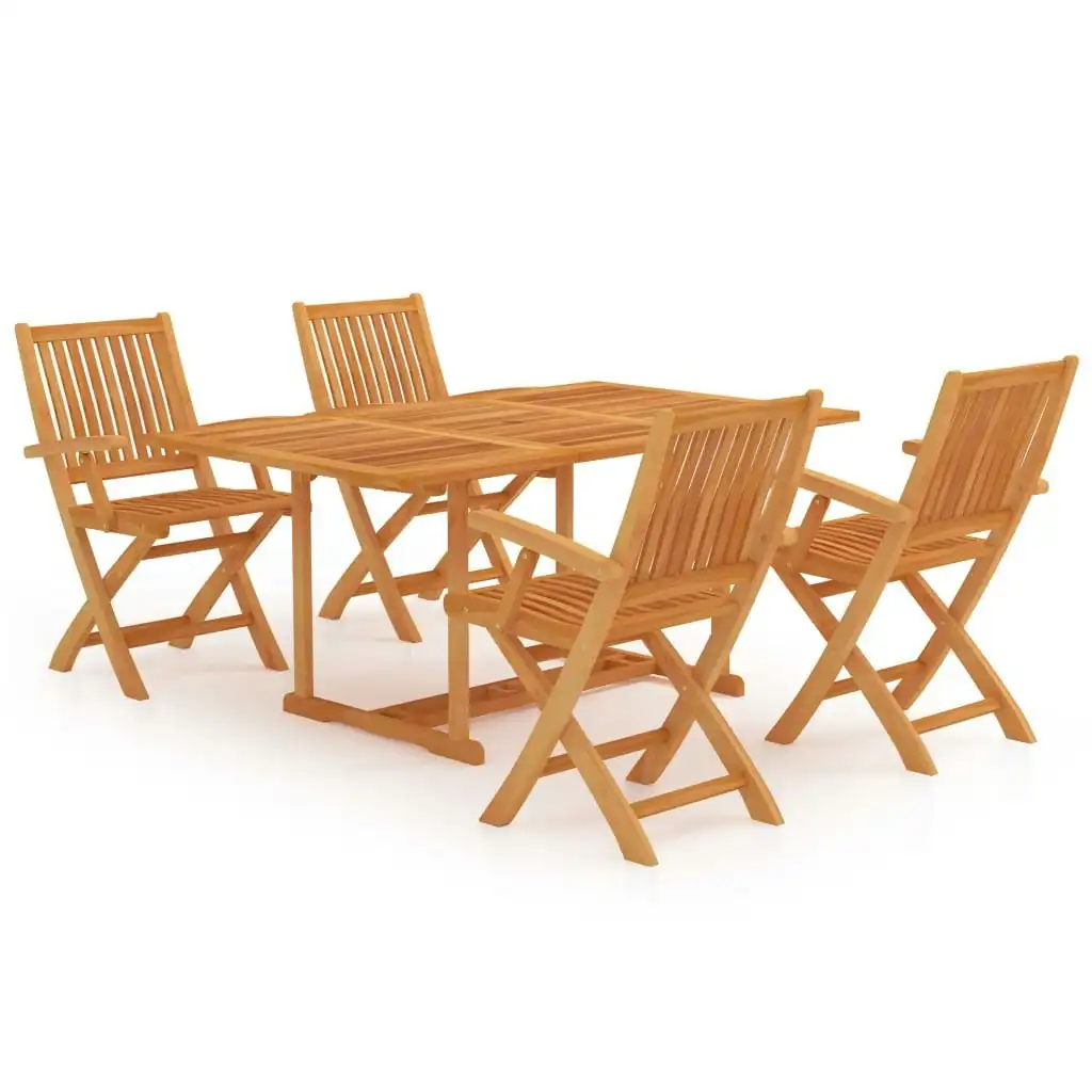 5 Piece Garden Dining Set Solid Teak Wood 3059549