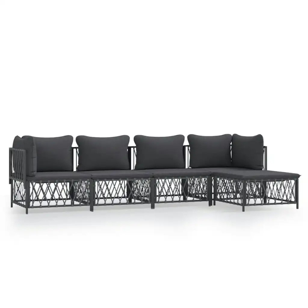 5 Piece Garden Lounge Set with Cushions Anthracite Steel 3186865