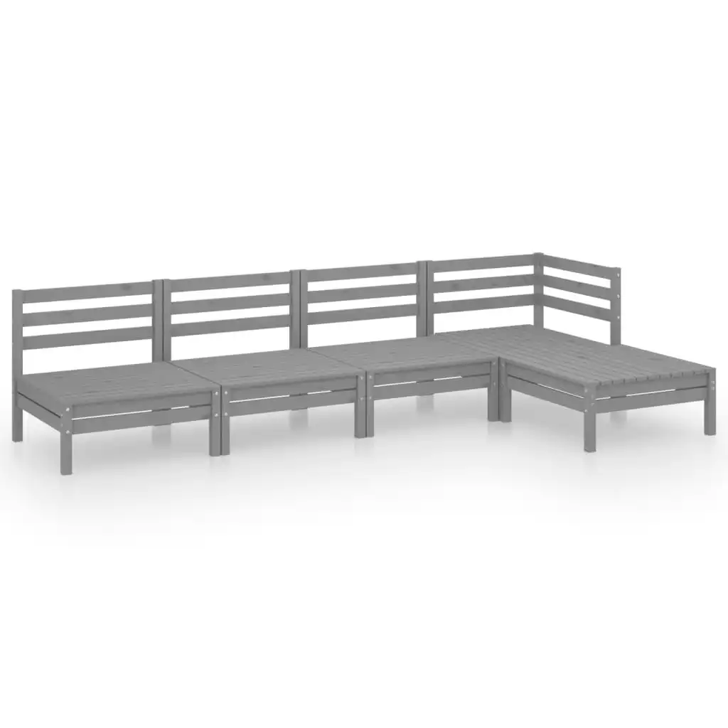 5 Piece Garden Lounge Set Solid Pinewood Grey 3082659