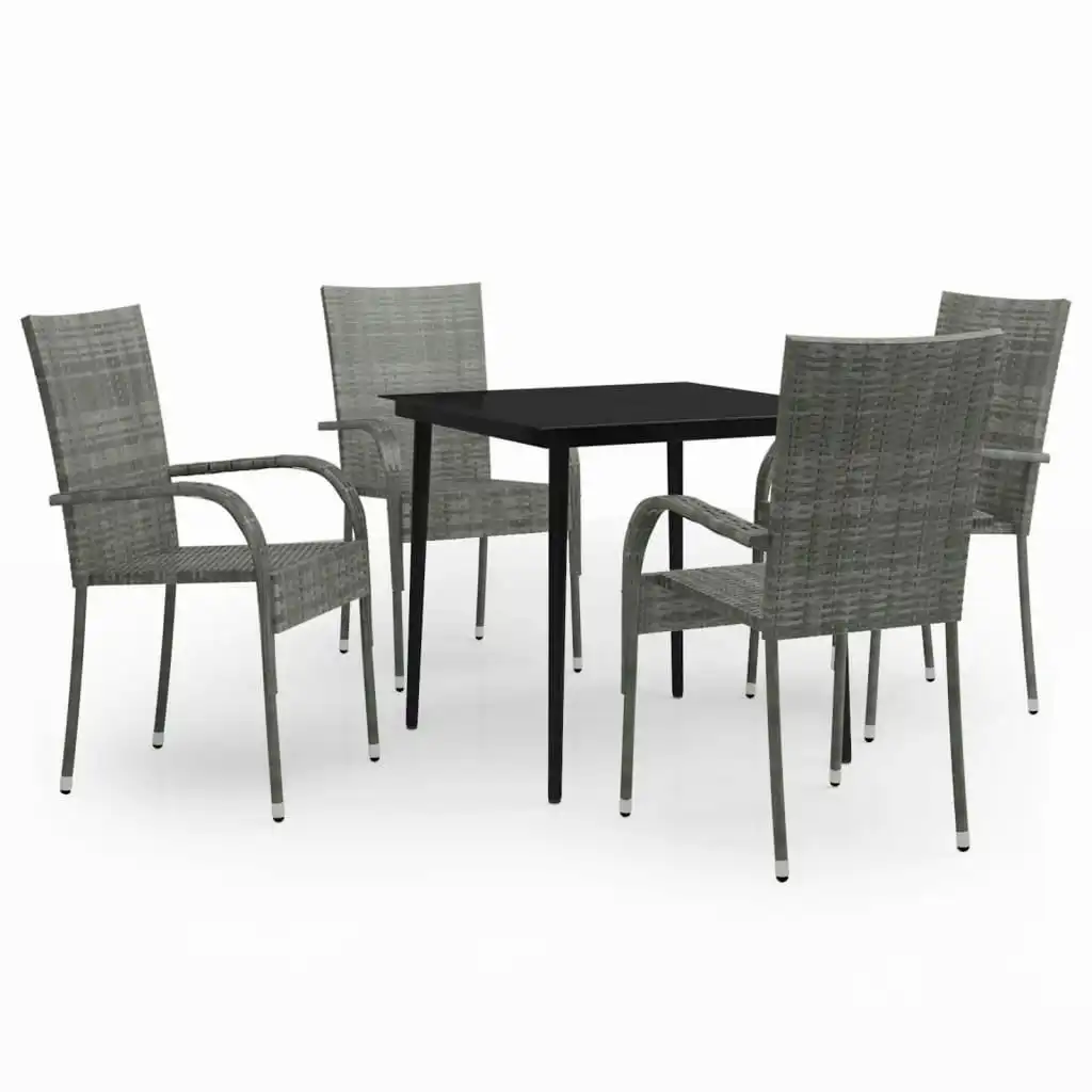 5 Piece Garden Dining Set Grey and Black 3099408