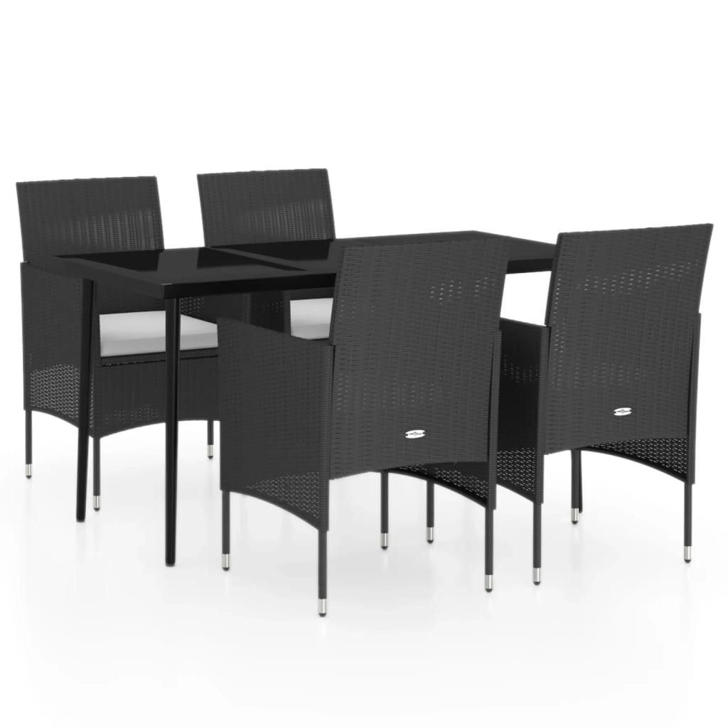 5 Piece Garden Dining Set with Cushions Black 3099307