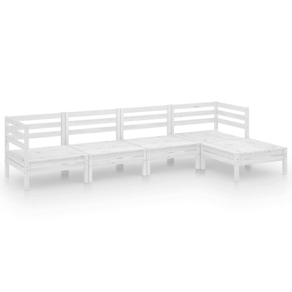 5 Piece Garden Lounge Set Solid Pinewood White 3082678