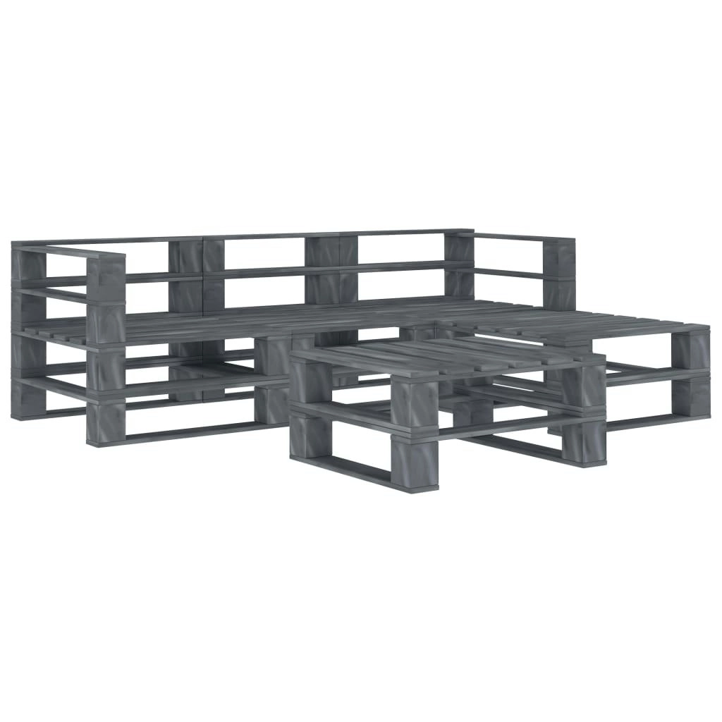 5 Piece Garden Pallet Lounge Set Wood Grey 3072268