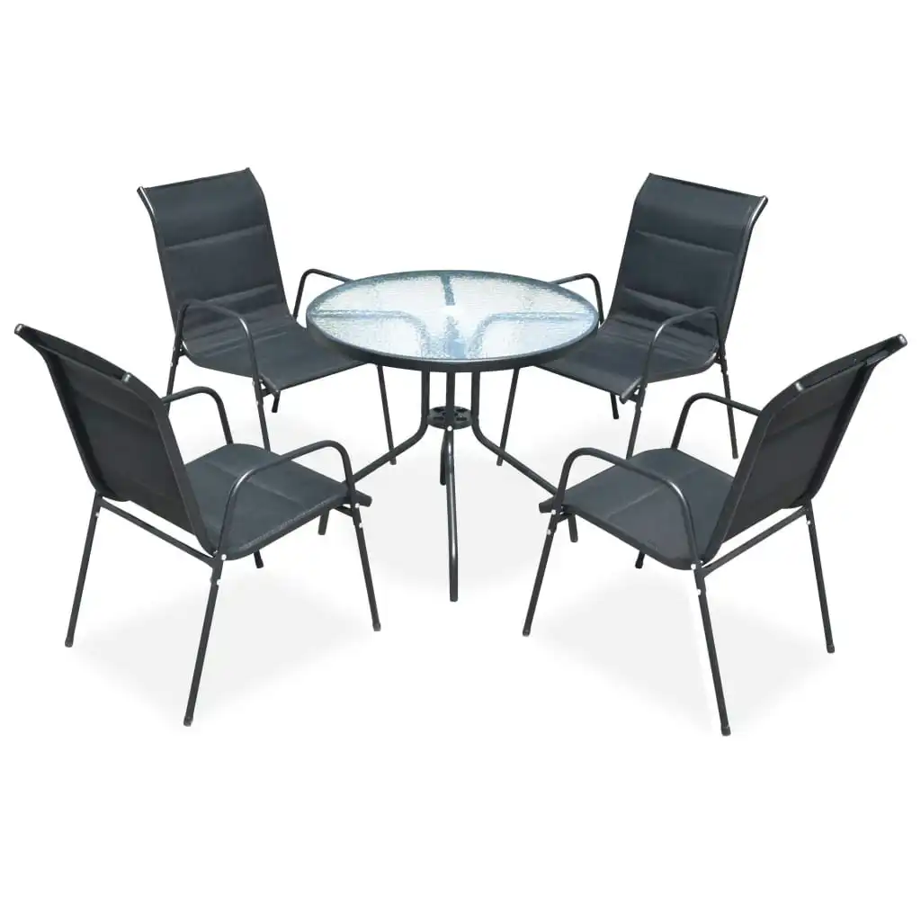 5 Piece Outdoor Dining Set Steel Black 43318