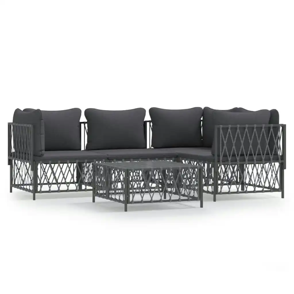 5 Piece Garden Lounge Set with Cushions Anthracite Steel 3186871