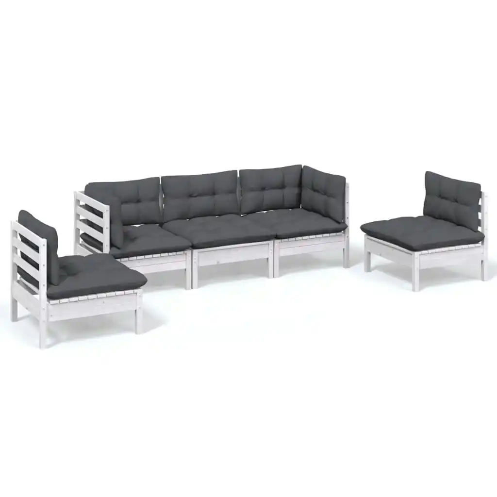 5 Piece Garden Lounge Set with Cushions Solid Pinewood 3096185