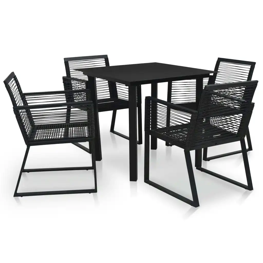 5 Piece Outdoor Dining Set PVC Rattan Black 3058282