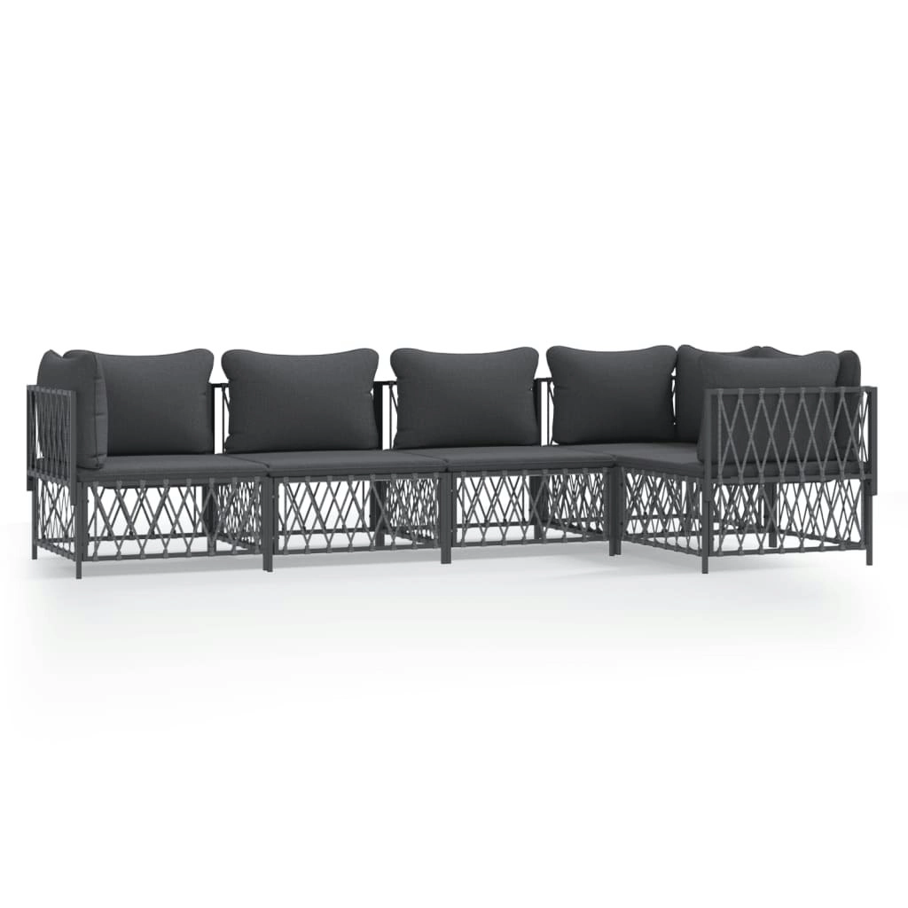 5 Piece Garden Lounge Set with Cushions Anthracite Steel 3186873