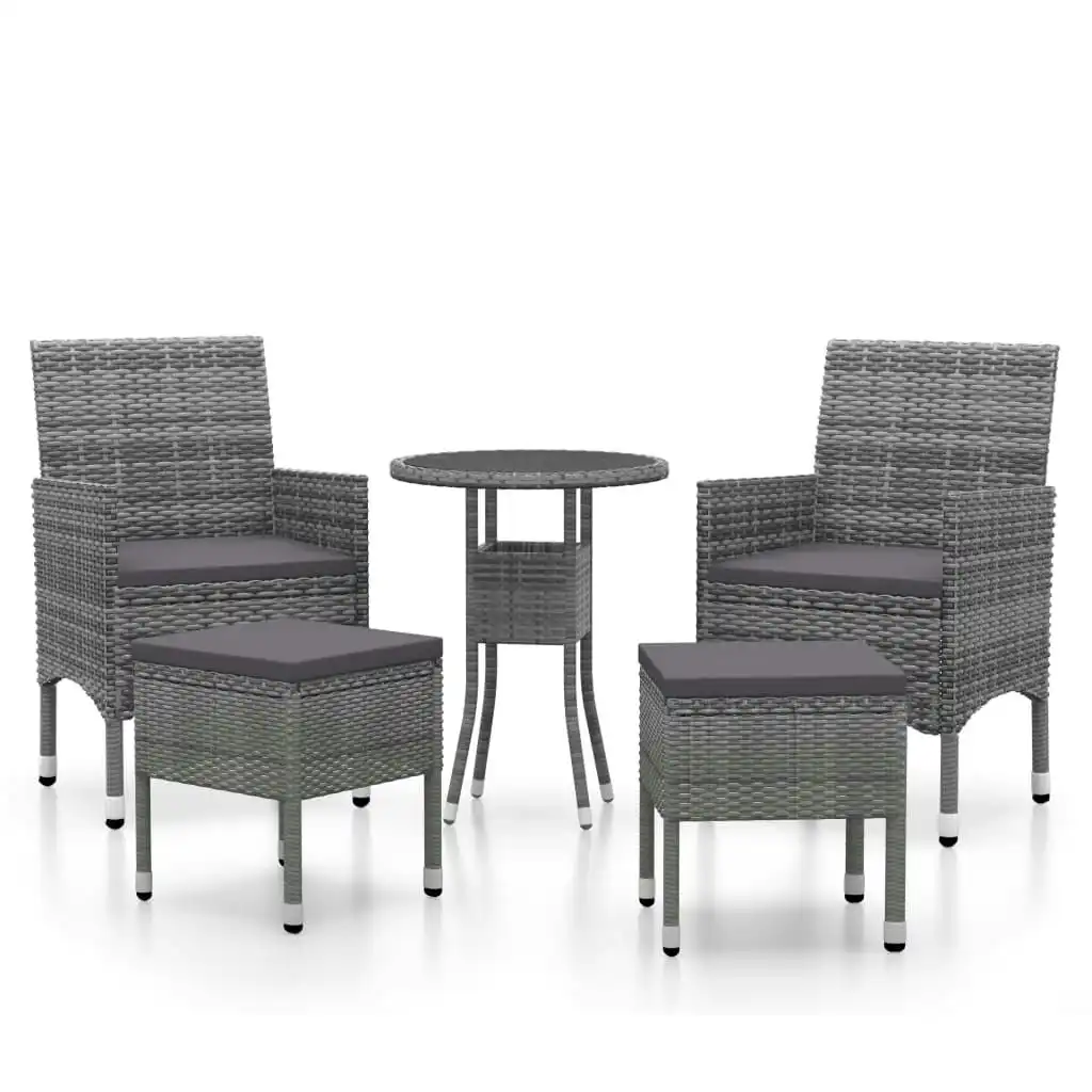 5 Piece Garden Lounge Set Poly Rattan Grey 3058469