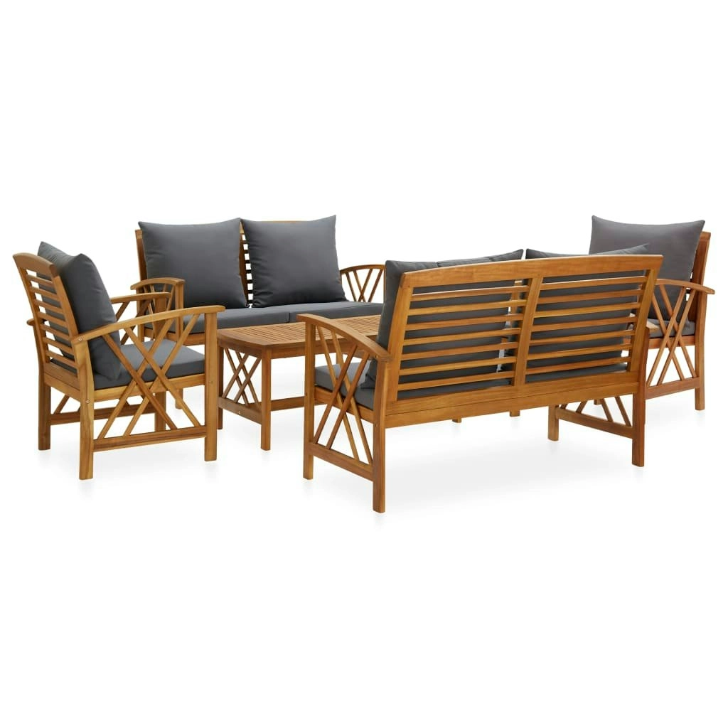 5 Piece Garden Lounge Set with Cushions Solid Acacia Wood 3057993