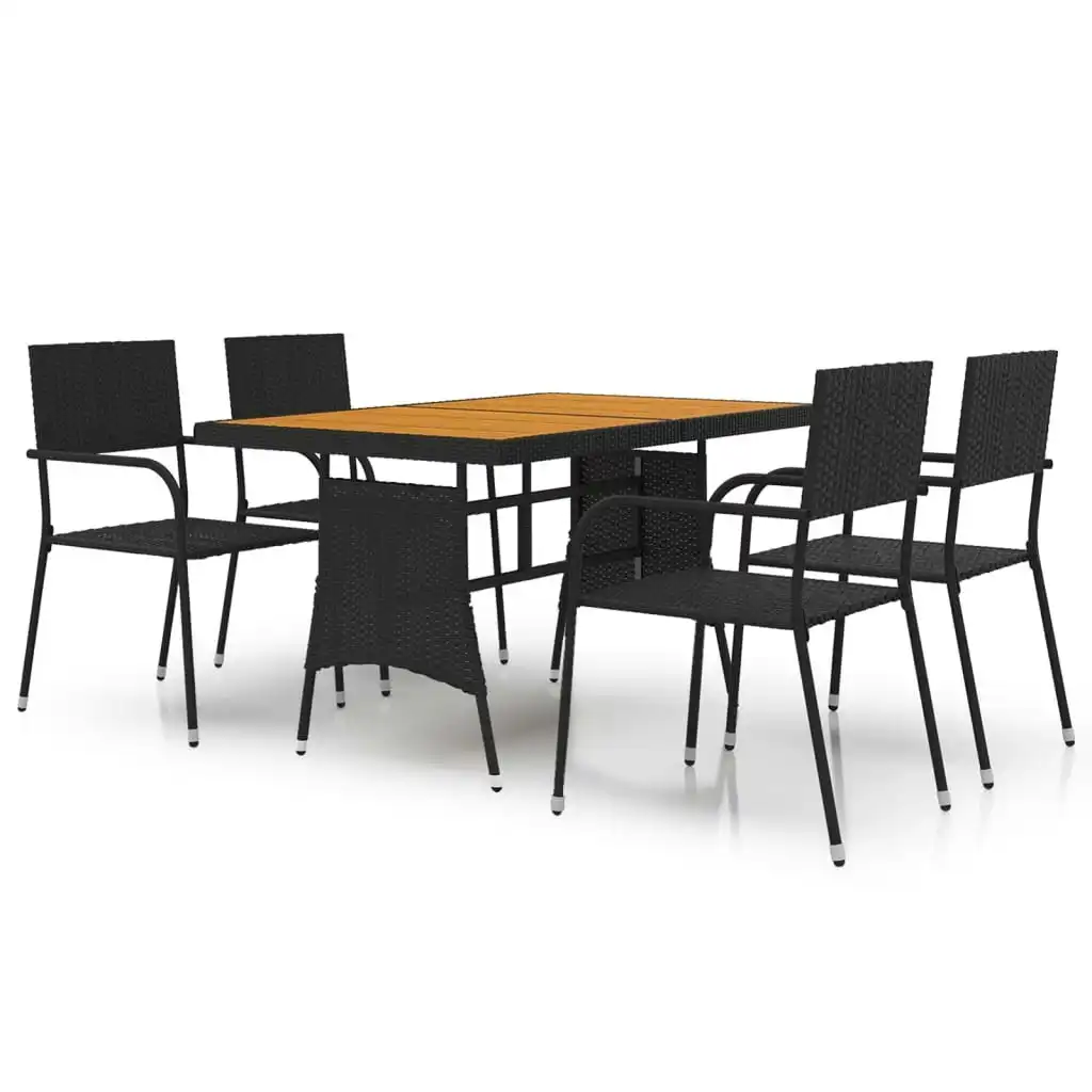 5 Piece Outdoor Dining Set Poly Rattan Black 3120096