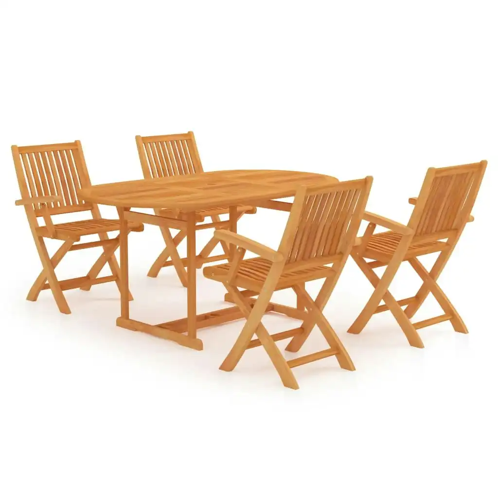 5 Piece Garden Dining Set Solid Teak Wood 3059535