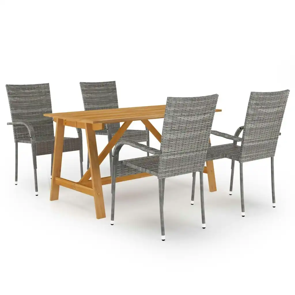 5 Piece Garden Dining Set Grey 3068751