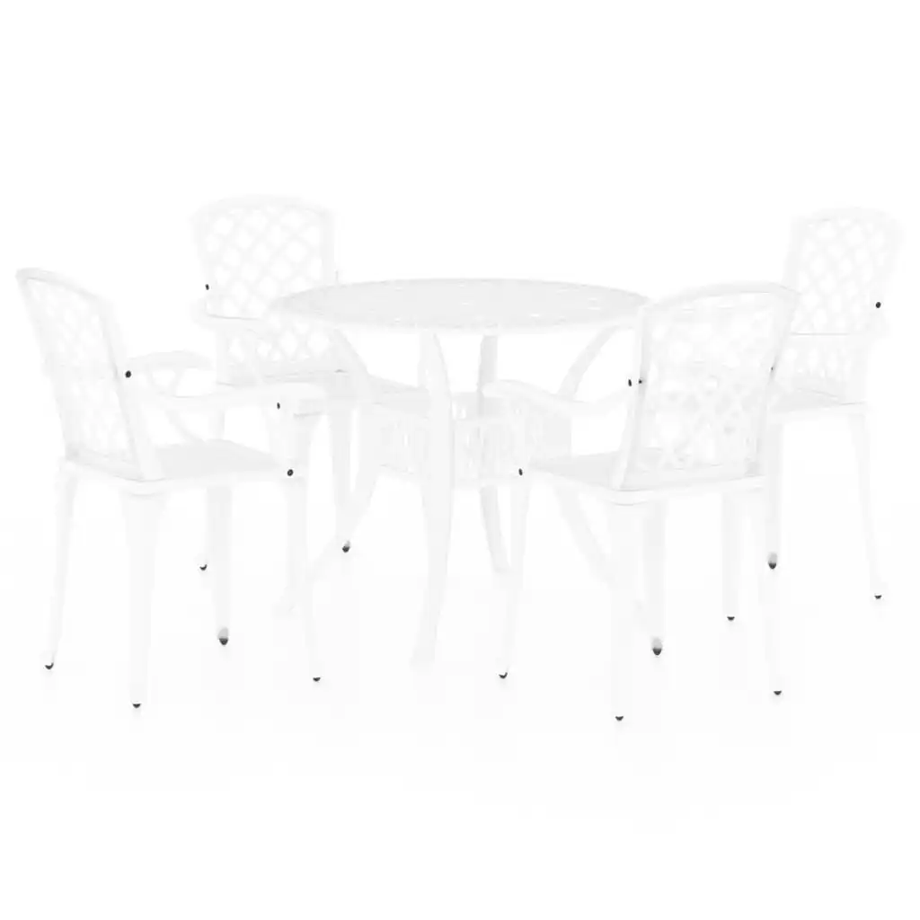 5 Piece Bistro Set Cast Aluminium White 3070612