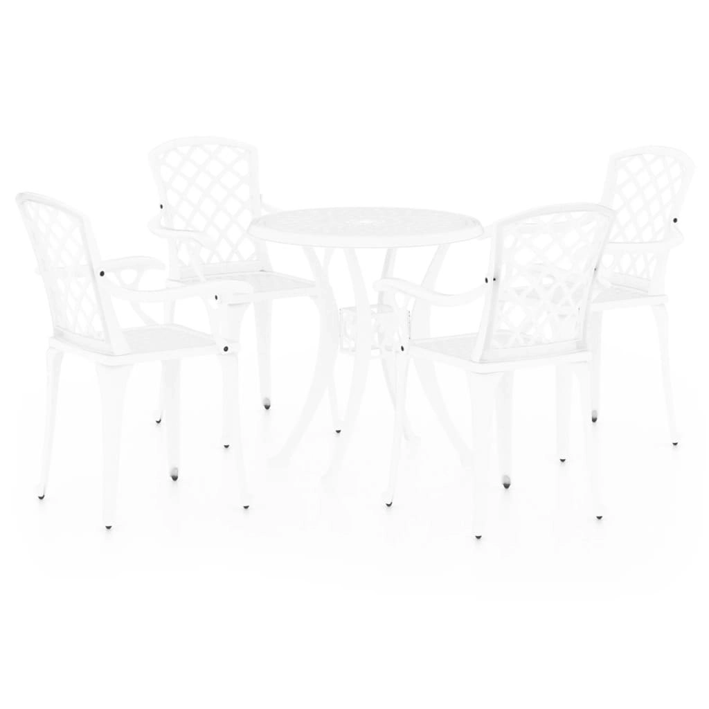 5 Piece Bistro Set Cast Aluminium White 3070609