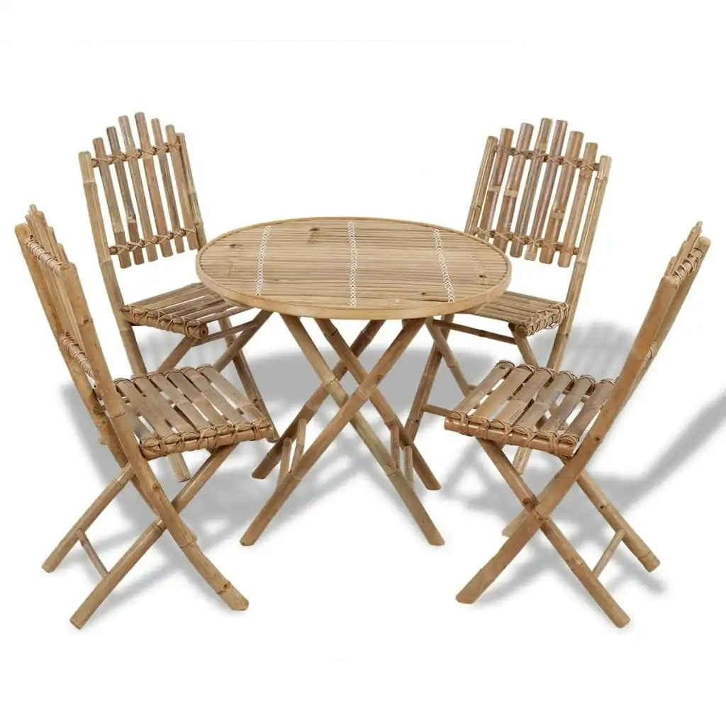 5 Piece Folding Outdoor Dining Set Bamboo 41497