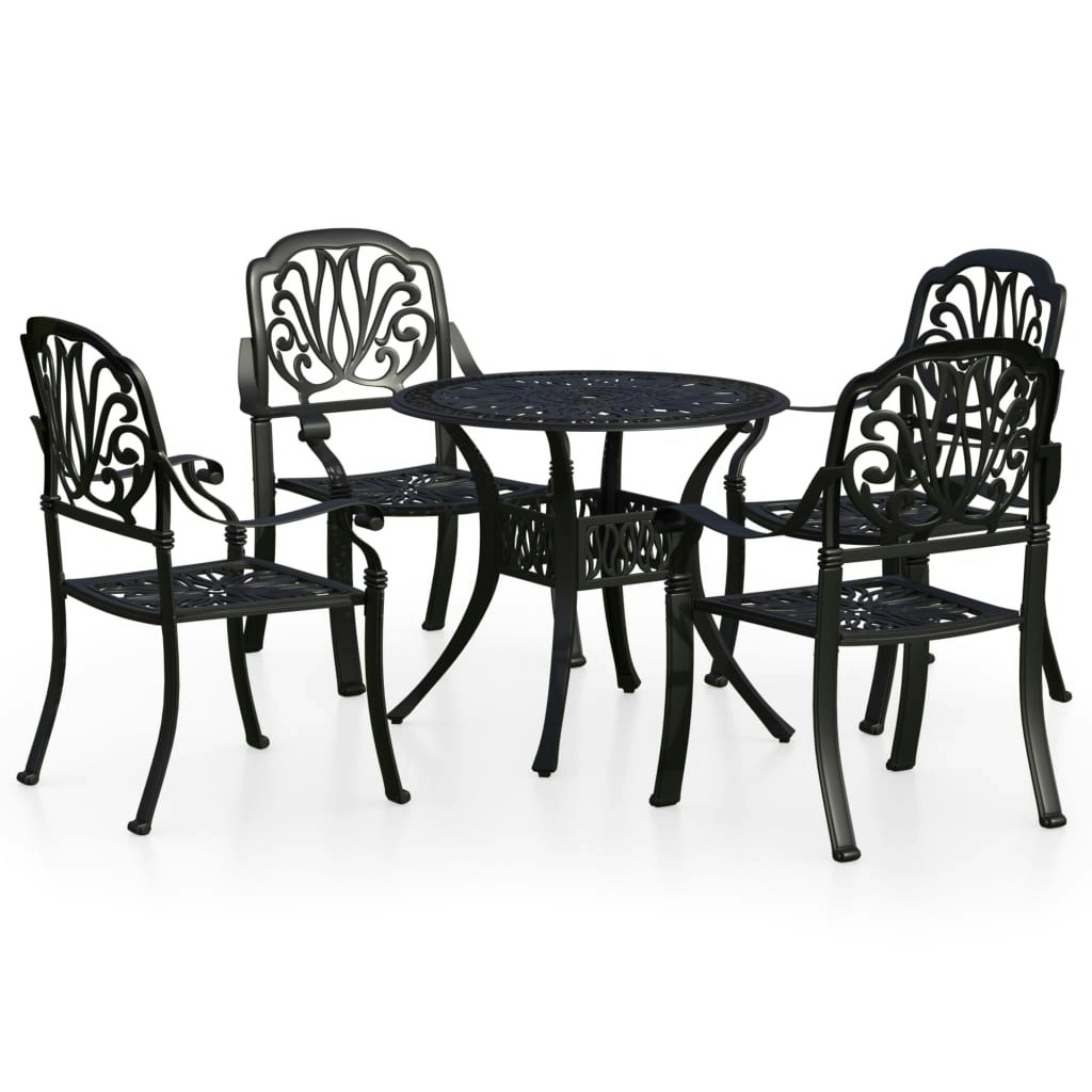 5 Piece Bistro Set Cast Aluminium Black 3070602