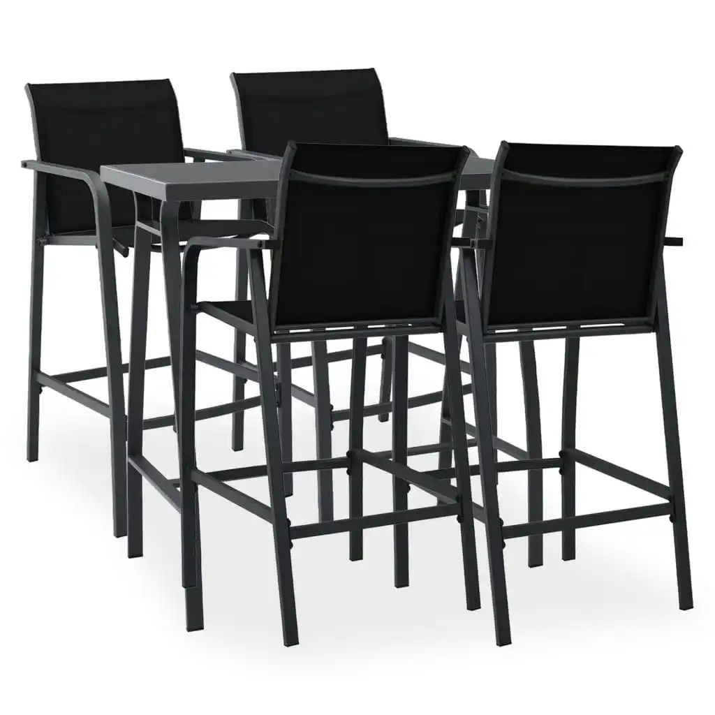 5 Piece Garden Bar Set Black 3073576