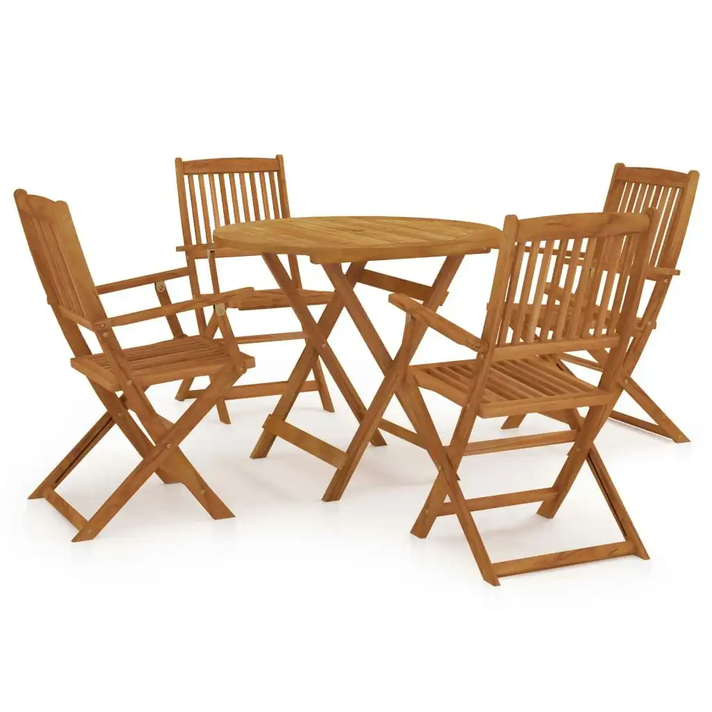 5 Piece Folding Outdoor Dining Set Solid Acacia Wood 43380