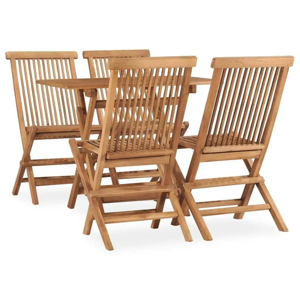 5 Piece Folding Outdoor Dining Set Solid Teak Wood 3059976