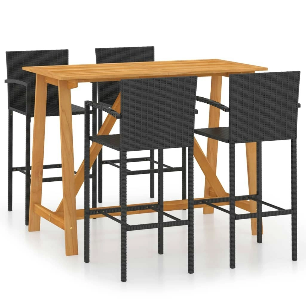 5 Piece Garden Bar Set Black 3067969